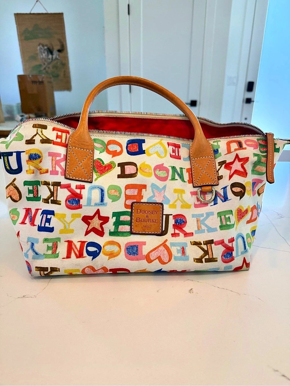 Dooney & Bourke Doodle Alphabet Print Satchel Tote